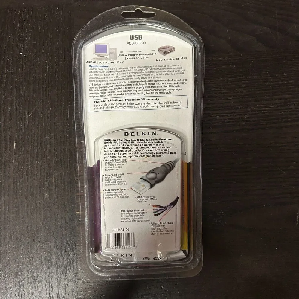 Belkin F3u134-06 A To Usb Extension Cable New